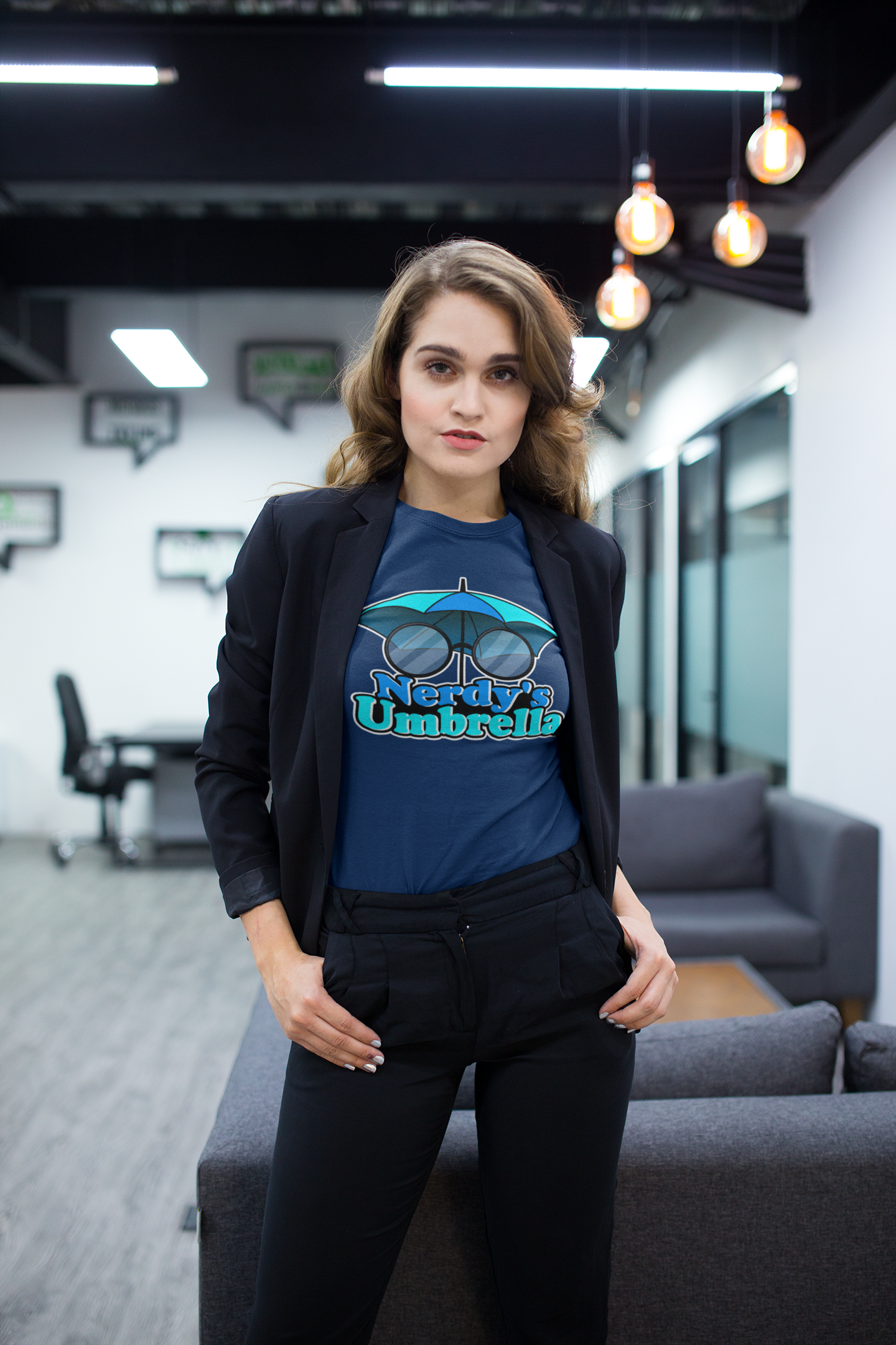 beautiful-woman-wearing-a-t-shirt-mockup-and-a-jacket-while-at-the-office-a20529